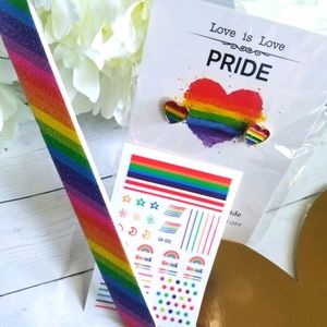 PRIDE RAINBOW LOT Nail decals and file, earrings